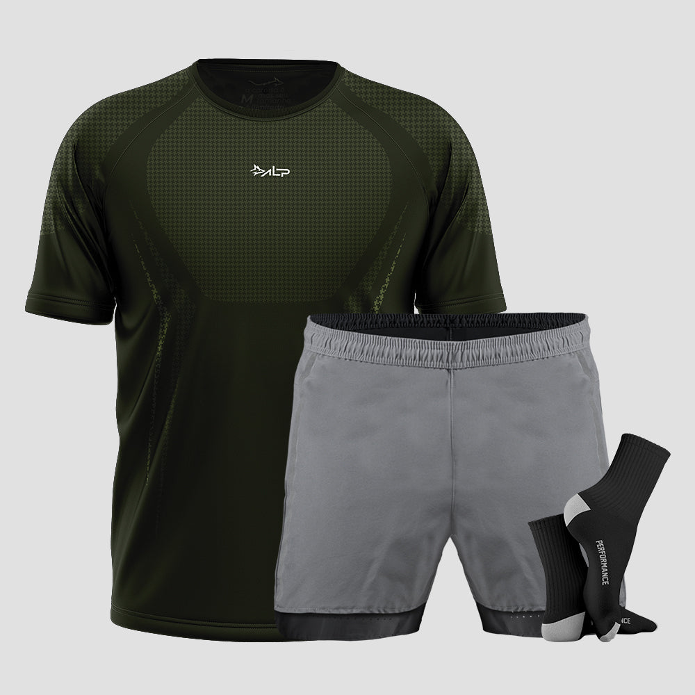 Kit Camiseta Apex + Bermuda Aerofit + Meia Performance 3