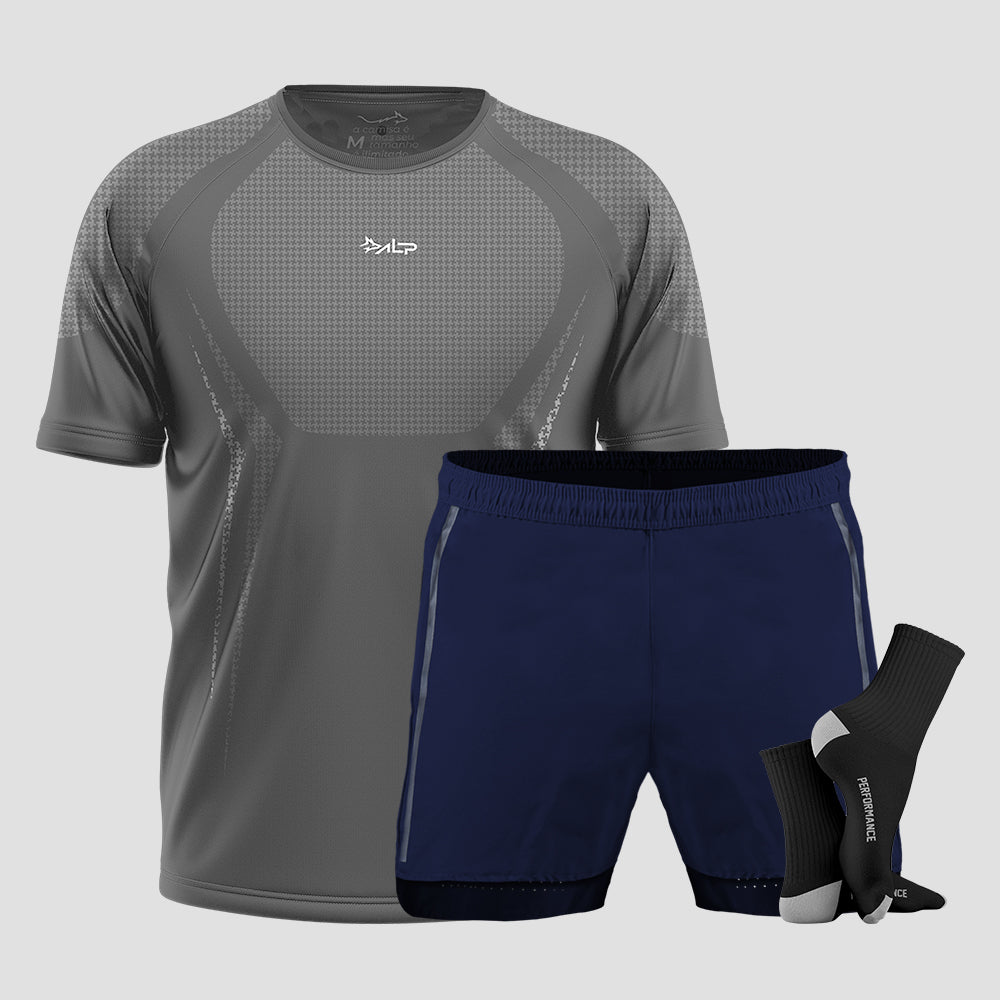 Kit Camiseta Apex + Bermuda Aerofit + Meia Performance 5