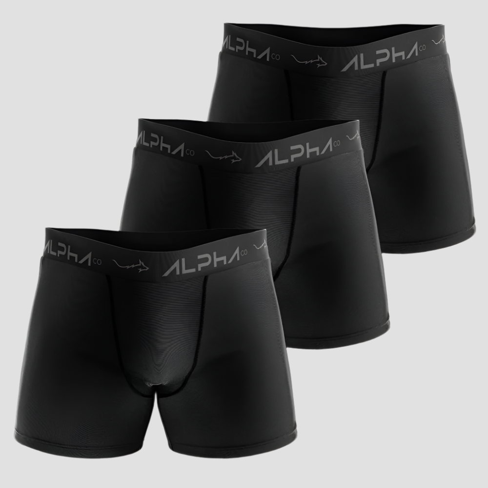 Kit 3 Cuecas Boxer Cotton Preta - Alpha Co