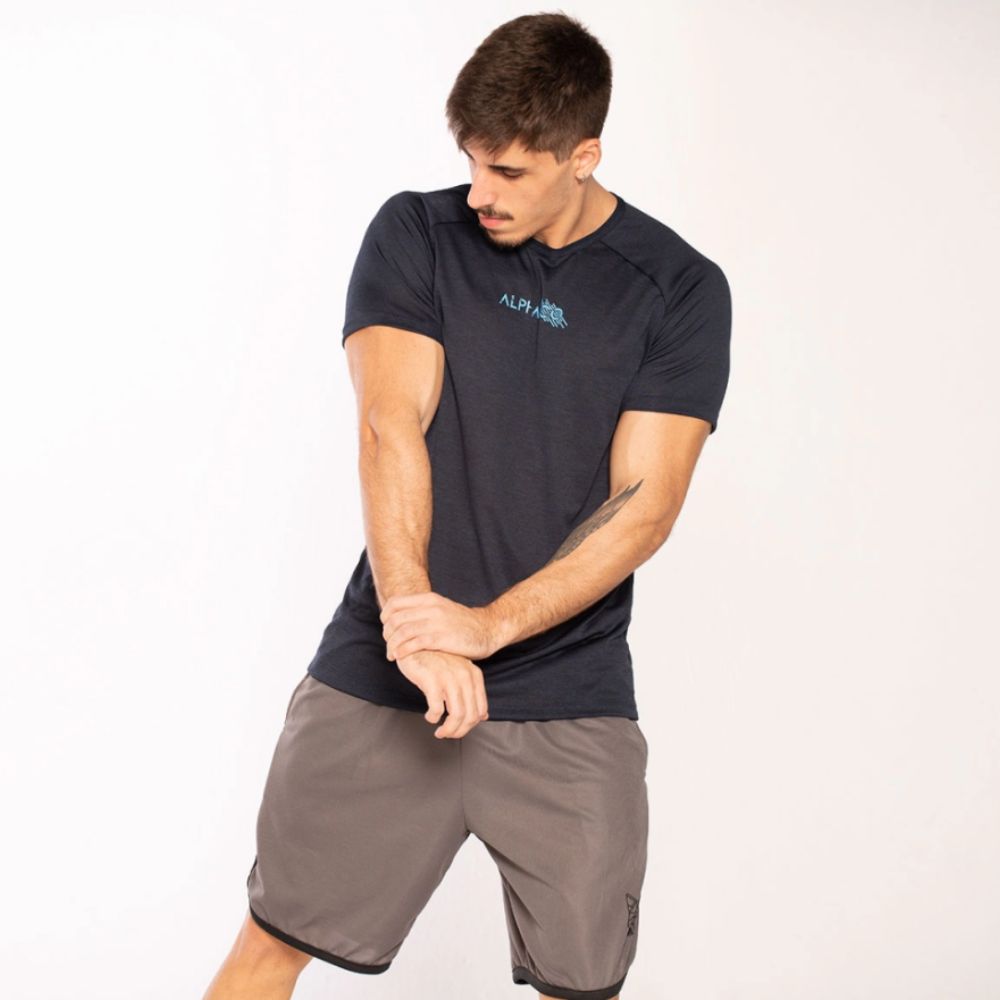 Camiseta Dry Slash Mescla Marinho