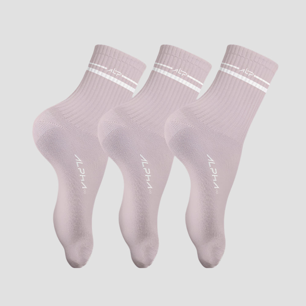 Kit 3 Meias Femininas Cano Médio Rosa