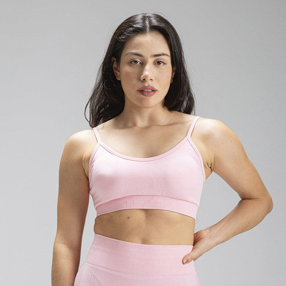 Top Alça Mescla Rosa Claro Seamless Alpha Co