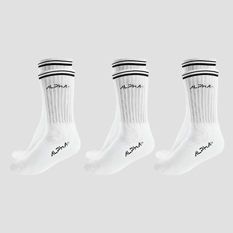 Kit 3 Meias Masculinas Cano Médio Alpha Co - Branco