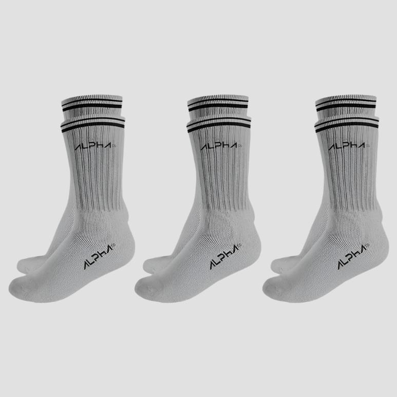 Kit 3 Meias Masculinas Cano Médio Alpha Co - Cinza