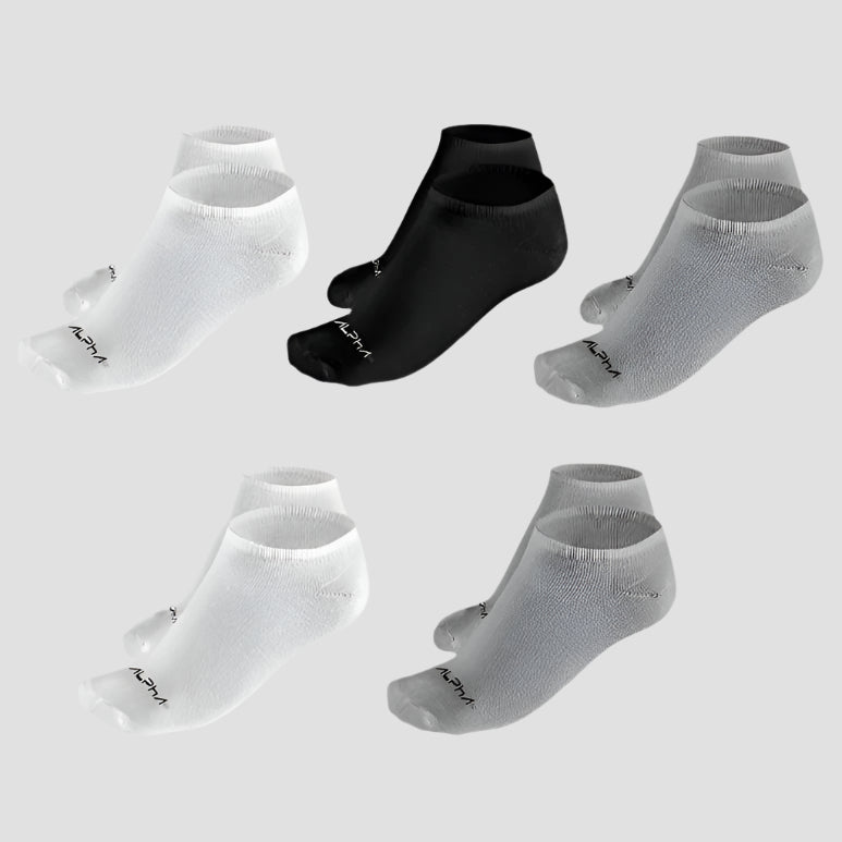 Kit 5 Meias Masculinas Cano Curto Alpha Co Cor:Branco/Cinza/Preto