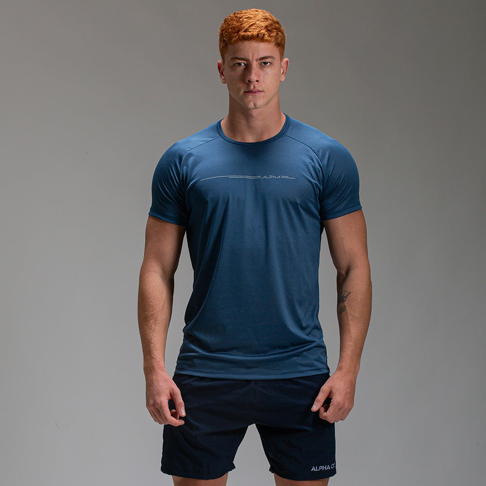 Camiseta Dry Fit Line Move Azul Mineral