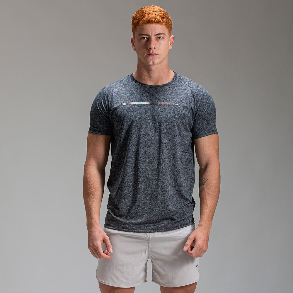 Camiseta Dry Fit Parallel Line Mescla Preto